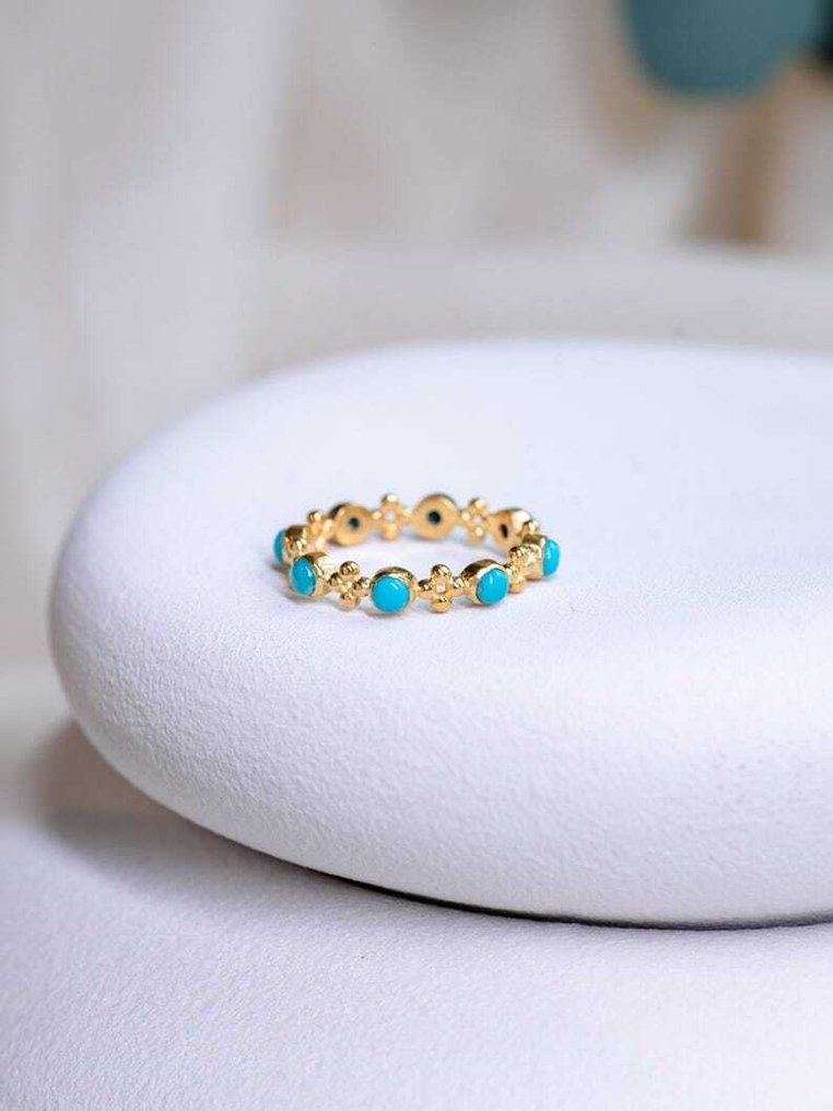 Senza Prezzo di Riserva - Anello di fidanzamento Argento - 1.00ct. tw. Turchese - Anello vintage in turchese #1.0