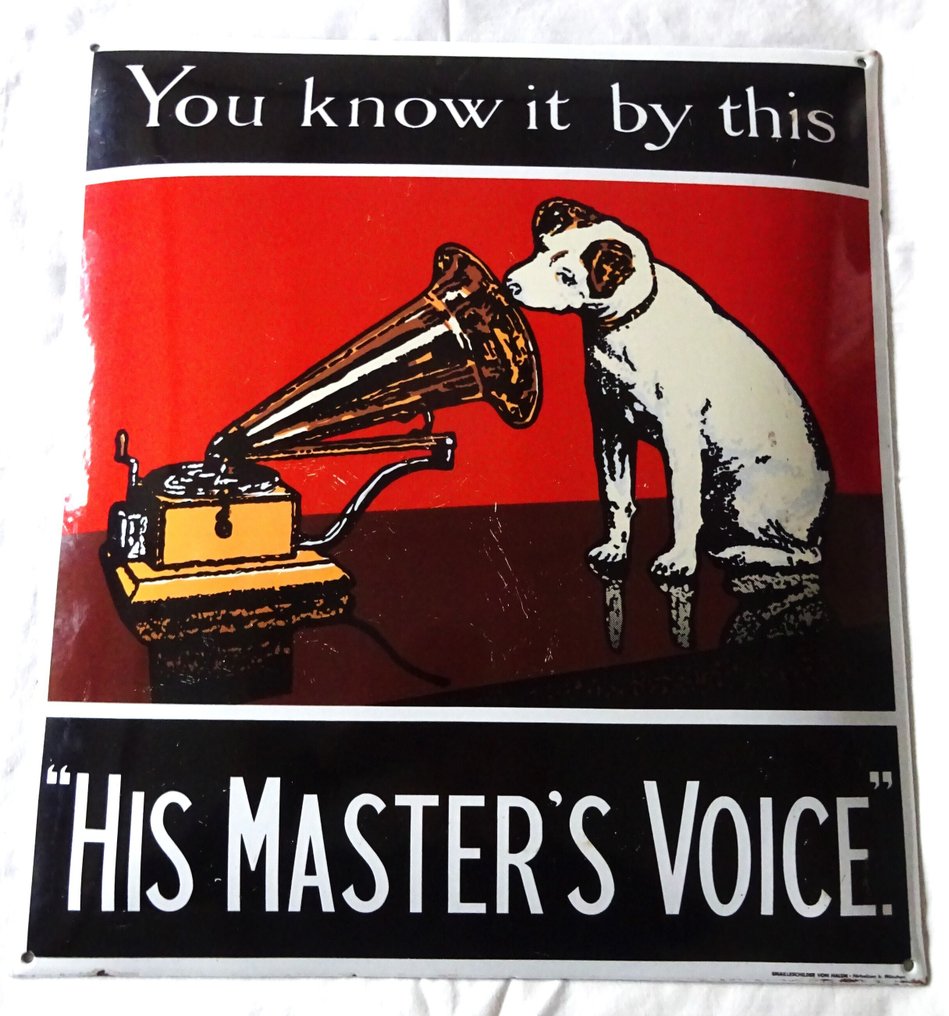 von Hale - Enamel sign - Bol Emaillebord 'His Master's Voice' - Enamel #1.0