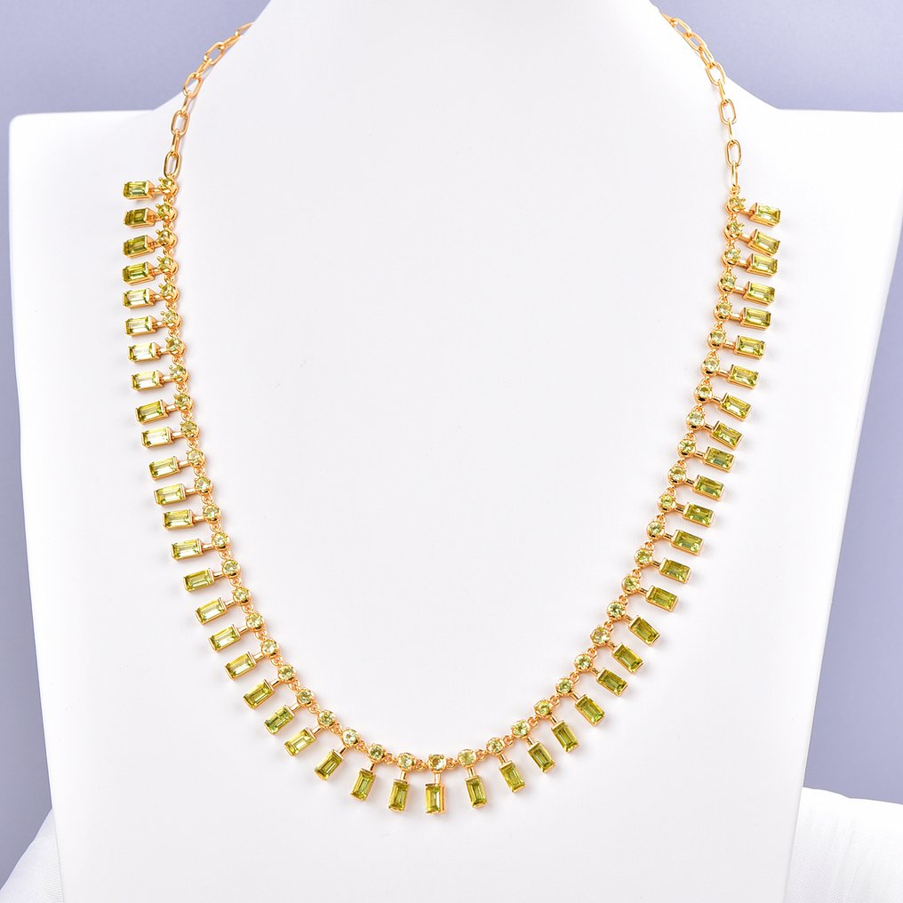 Senza Prezzo di Riserva - Collana Argento - Peridot - Certificato #1.0