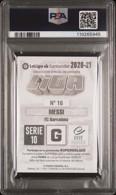 2020/21 Panini Liga Este Lionel Messi #16 Serie 10 PRINTED AUTO - PSA 10 Graded sticker #1.0