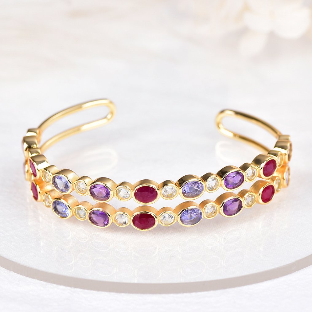 沒有保留價 - 手鈪 銀 - 混合宝石 - 认证 #1.0