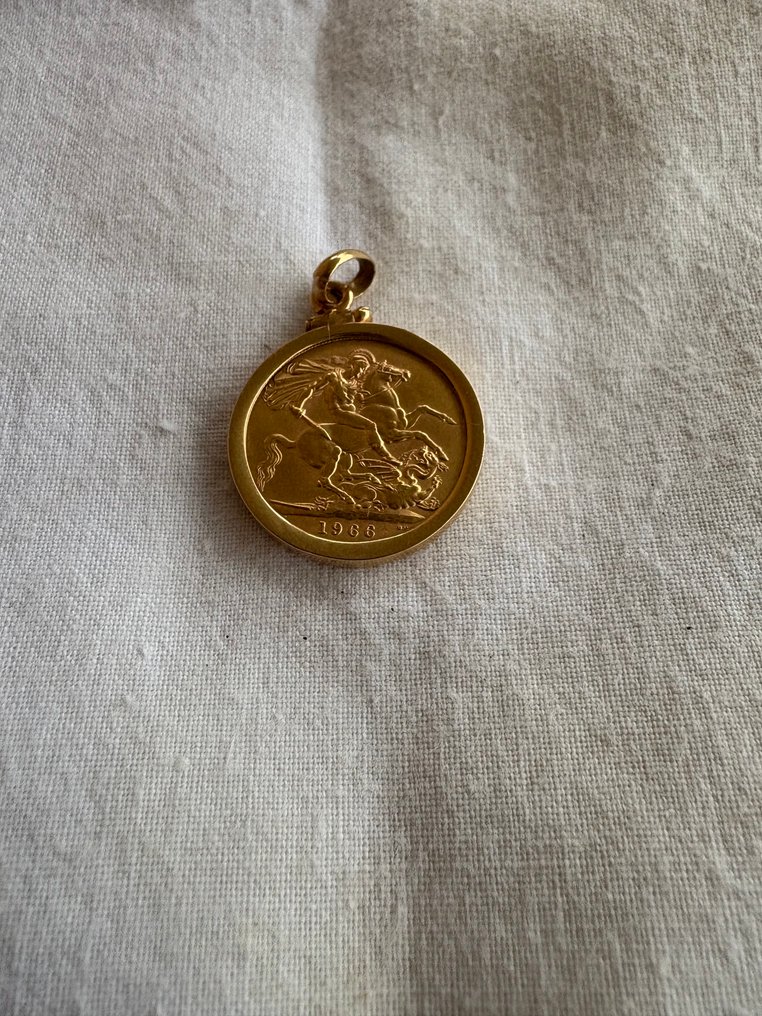 Verenigd Koninkrijk. Elizabeth II. Sovereign 1966 - com aro em ouro removível de 19 quilates (Zonder minimumprijs) #3.2