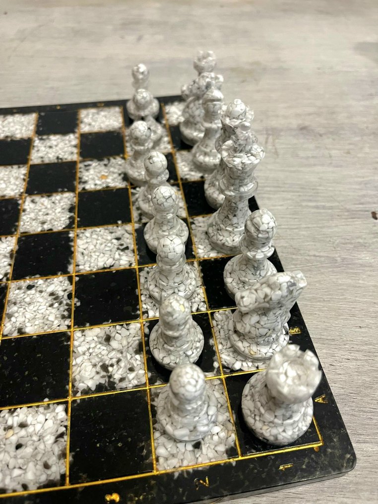 Chess set - Obsidian and Howlite wrapped in resin. #2.1
