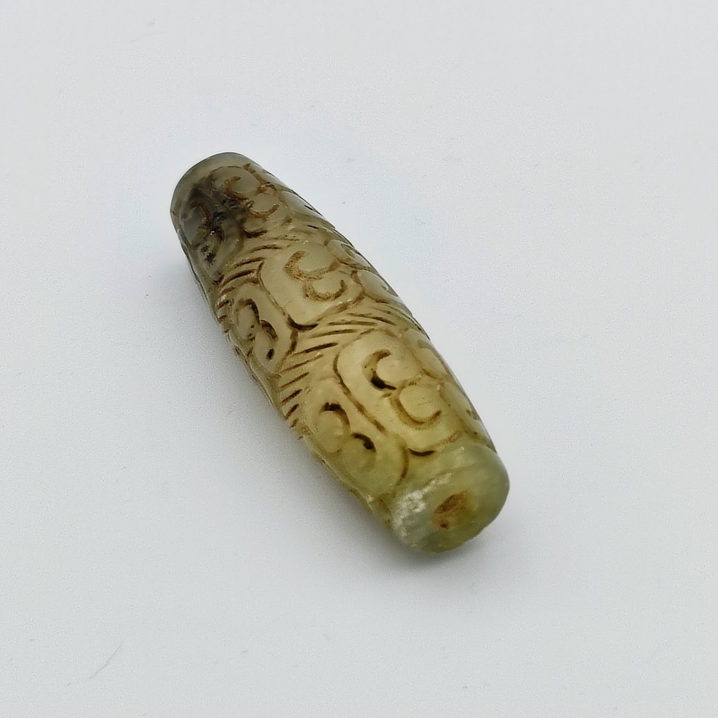 古藏语/尼泊尔语 玉 珠子护符 - 63 mm  (没有保留价) #4.3