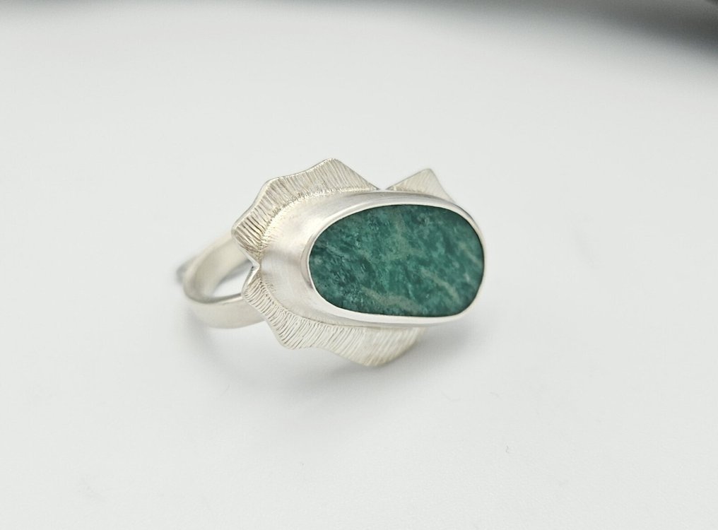 Kostis Bacharidis - Silver - Ring - Brazilian Amazonite #3.2