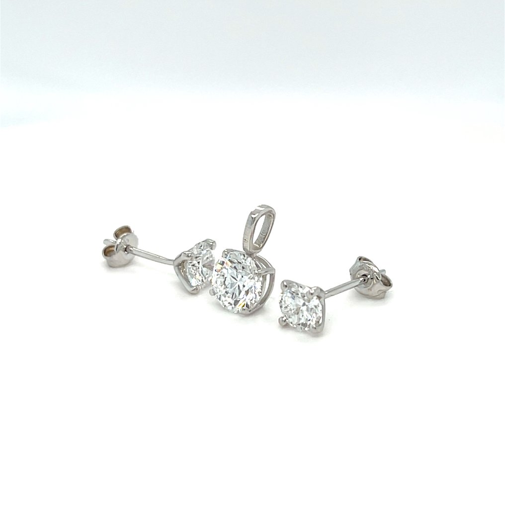 Nincs minimálár - 3 részes ékszerszett - 14 kt. Fehér arany - 2.13ct. tw. Gyémánt (Laboratóriumban előállított) #4.3