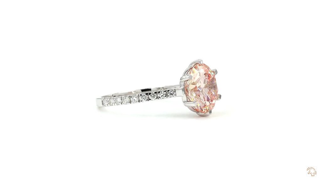 没有保留价 - 戒指 - 18K包金 白金 - 3.27ct. tw. 粉红色 钻石 (彩色实验室培育钻石) - 钻石 - 华丽浓烈的粉色 #2.1