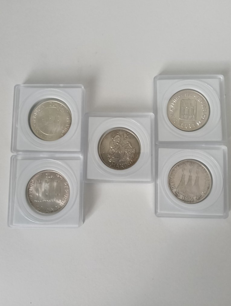 聖馬力諾. 500 Lire argento 1972-1975 (5 monete)  (沒有保留價) #1.0