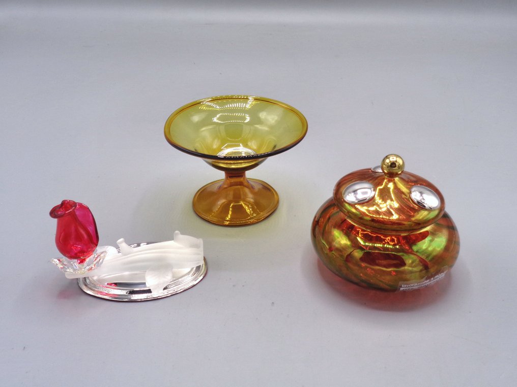 PG-MIANI Argenteria - Statuetta, miniature - 6 cm - .925 argento, e vetro di Murano soffiato #1.0