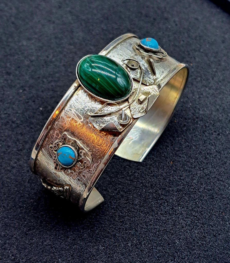 argent, malachite, turquesa - Pulsera #1.0
