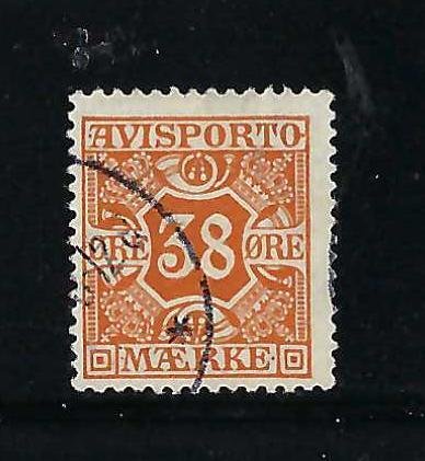 Î”Î±Î½Î¯Î± 1912 - Avisporto 38 öre πορτοκαλί Attest Jorgensen - Michel 6Y #1.0