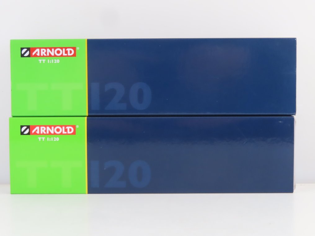 Arnold TT - HN9753/HN9751 - Modeltrein goederenwagon (2) - 2 Containerdraagwagens, beladen - DB #3.2