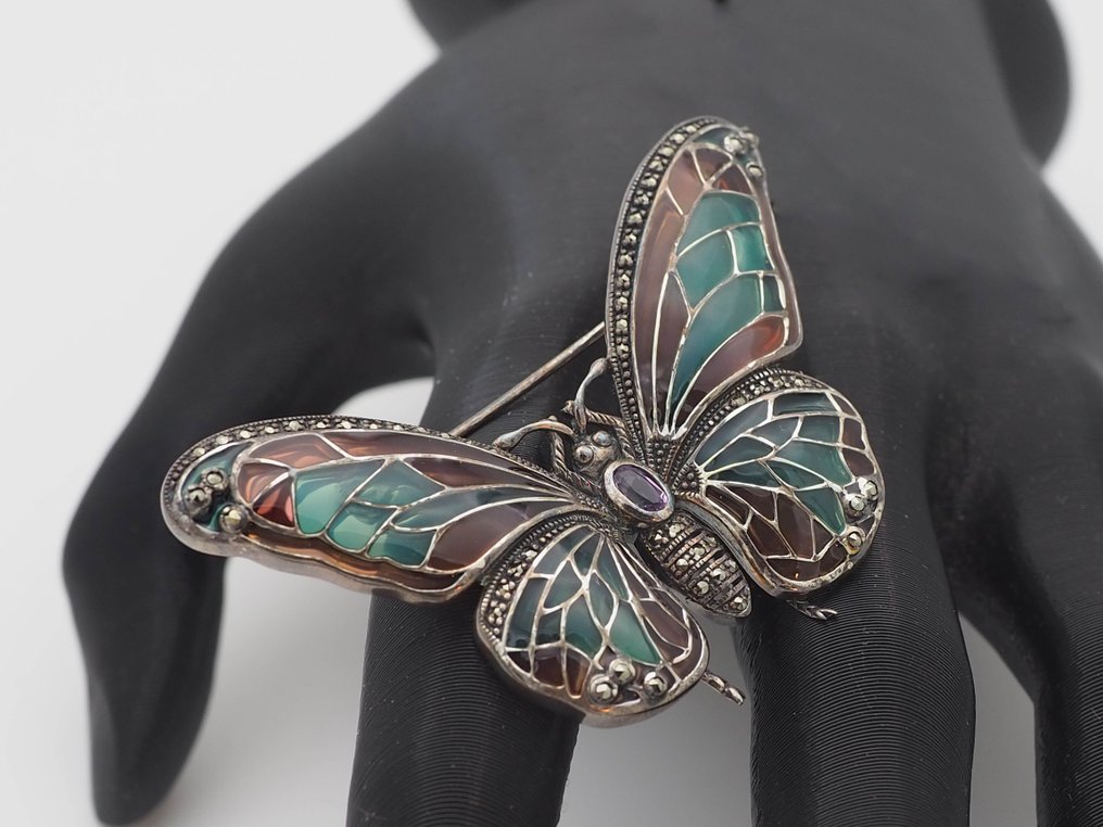 Sem preço de reserva - Pregadeira Prata Ametista - 925 #3.2