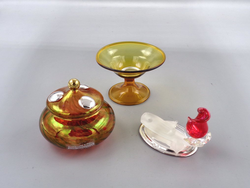 PG-MIANI Argenteria - Statuetta, miniature - 6 cm - .925 argento, e vetro di Murano soffiato #1.0
