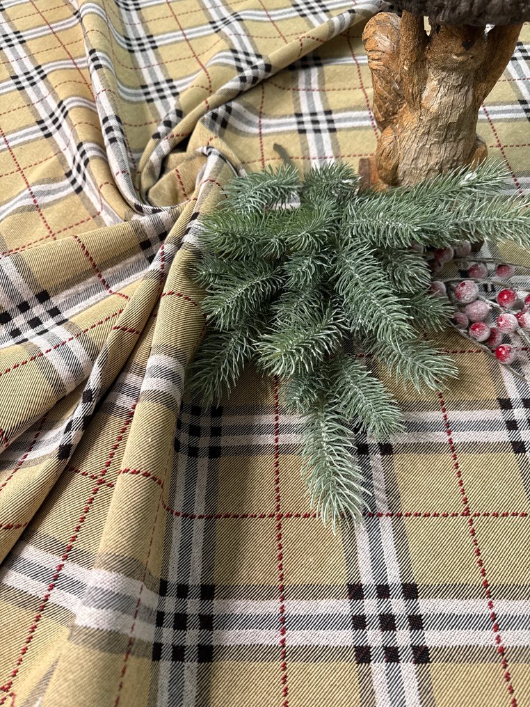 san Leucio - 大型传统圣诞加贝林桌布 - 格子米色 - 桌布  - 245 cm - 143 cm #3.2