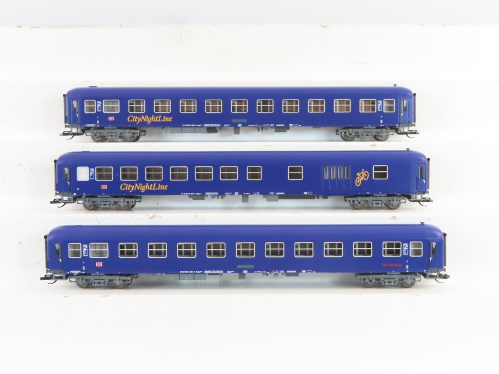 Tillig TT Bahnen TT - 502221 - Vagón de tren de pasajeros a escala (3) - 3 coches de tren con compartimento de equipaje 'CityNightLine' - DB #1.0