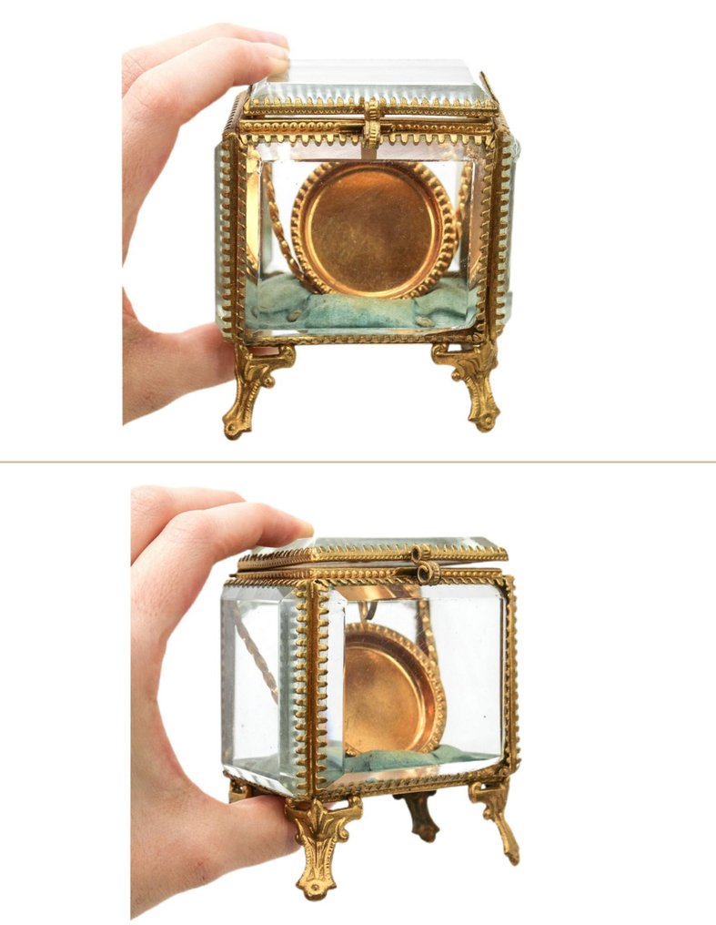 Coffret Napoléon IlI porte montre à gousset - 珠宝盒 - 黄铜, 斜切玻璃 #1.0