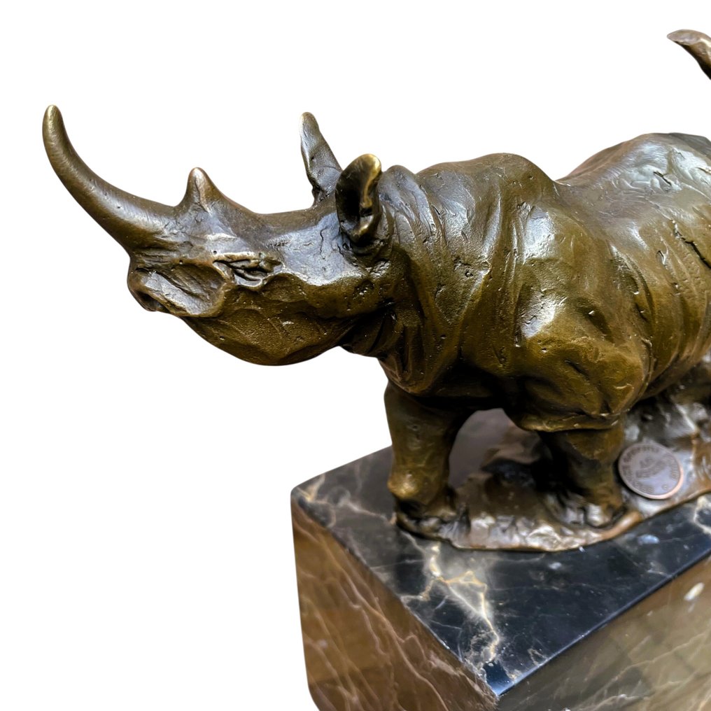 雕刻, Standing Rhino - 18 cm - 青銅色, 大理石 #3.2