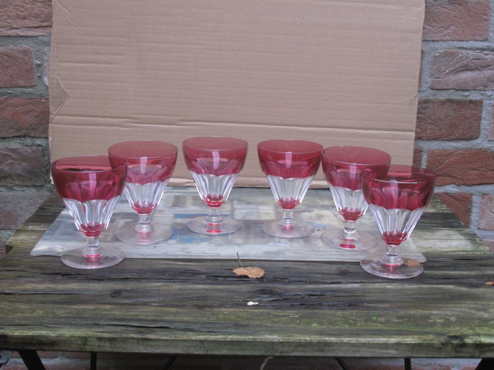 Val Saint Lambert - 酒杯 (8) - 水晶 - 6个杯子+倒入+花瓶 #3.2