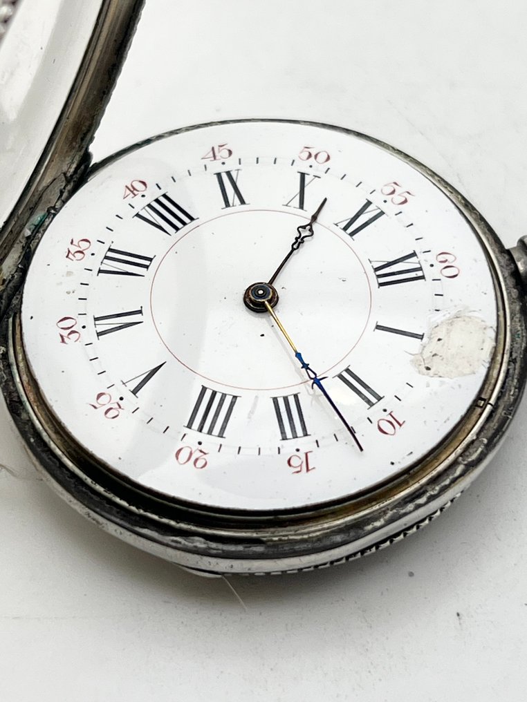 Cilindro 8 Rubis Argento . Minuti Rossi . Chiavetta . 1880 - 1850-1900 #4.3