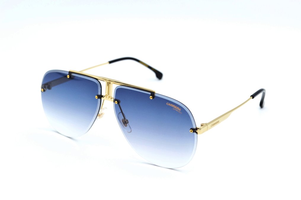 Carrera - 1052S RHL08 - Gold Metal Rimless Design - Blue Lenses - *New* - Gafas de sol #1.0