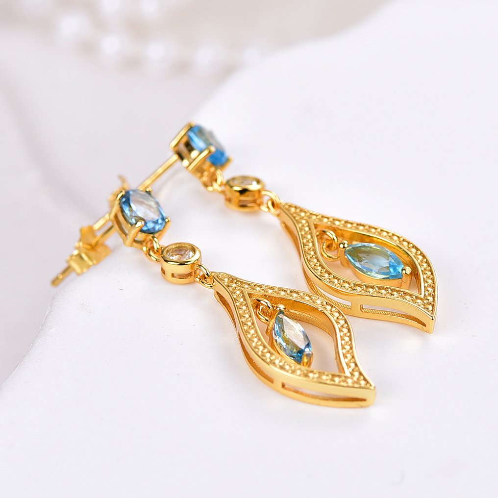 χωρίς τιμή ασφαλείας - Σκουλαρίκια Ασημί - Topaz - Πιστοποιημένο #3.2