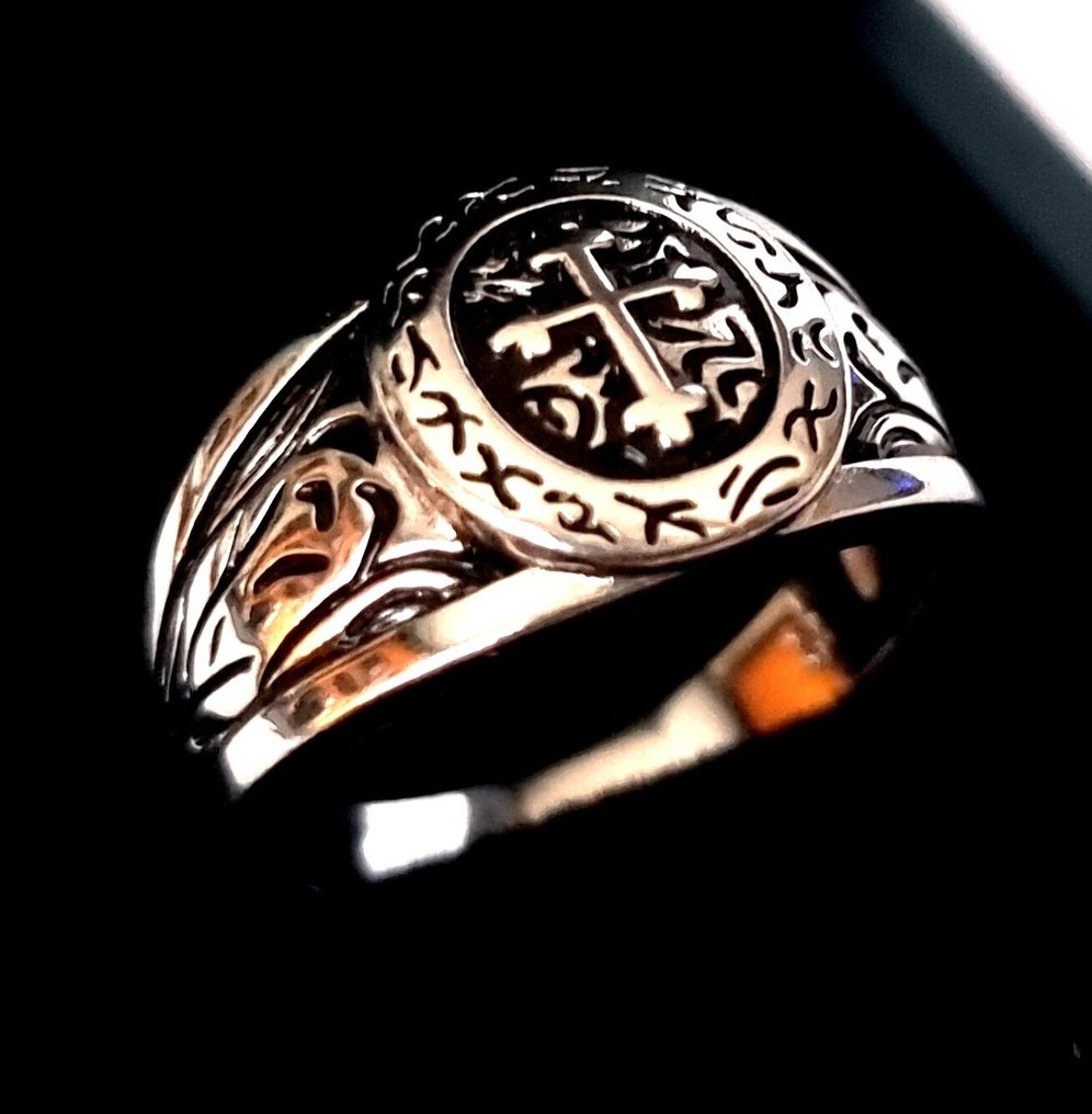 骑士戒指——纹章学与基督教——三叶十字架——圣三位一体——信仰、贵族气质与谦卑。 - 图章戒指 - Argent 925 #1.0