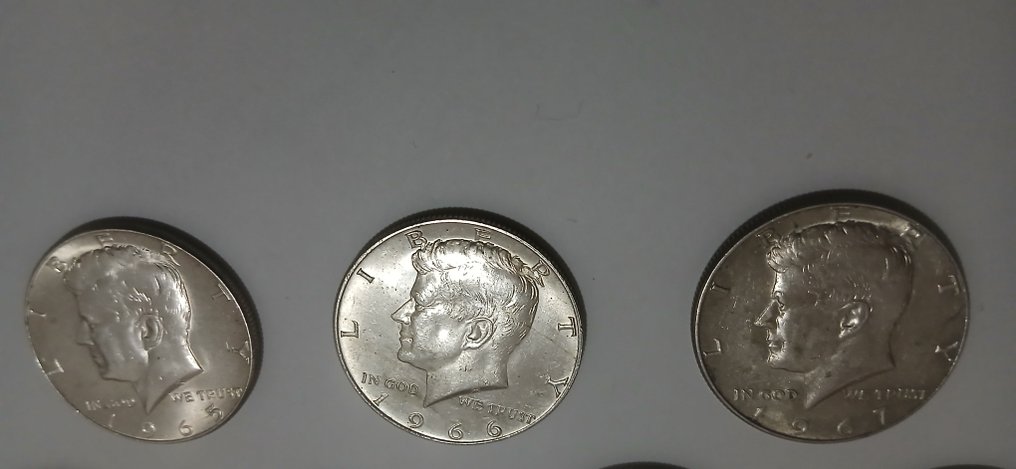 美國. Lotto di 9 monete in argento, 1921/1969  (沒有保留價) #4.3