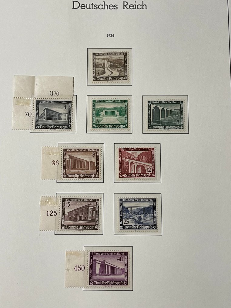 Γερμανική Αυτοκρατορία 1936/1940 - Πέντε ολόκληρα χρόνια χωρίς μπλοκ. - Michel 603 - 761 #4.3