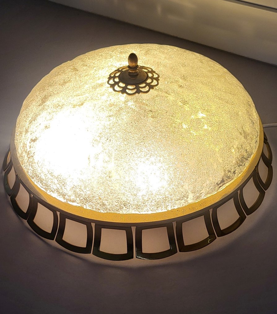 吊燈 - 黃銅, 压制的玻璃 #1.0