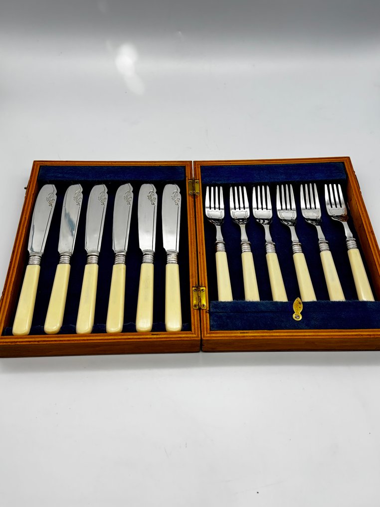 Vintage Cutlery Set – 6 Knives & 6 Forks in Presentation original Box - Besteck (12) - Versilbert #1.0