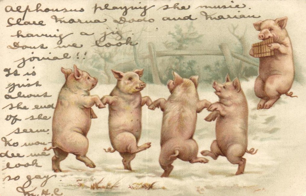 Piglets - including lithographs, relief, Happy New Year - drawn and photographed. - Postcard (54) - 1900-1950 #2.1