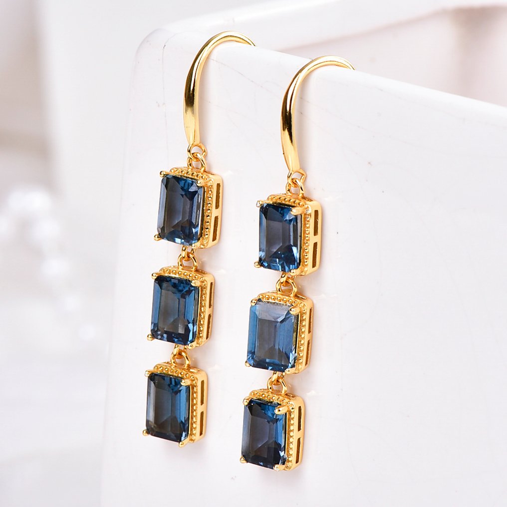 Utan reservationspris - Örhängen Silver - Topaz - Certifierad #3.2