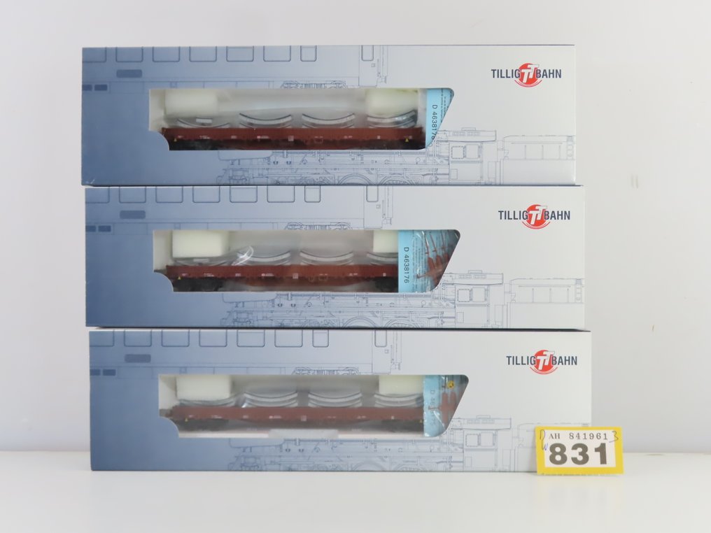 Tillig TT Bahnen TT - 18136 - Modeltrein goederenwagon (3) - 3 Rongen wagens, beladen - DB #1.0