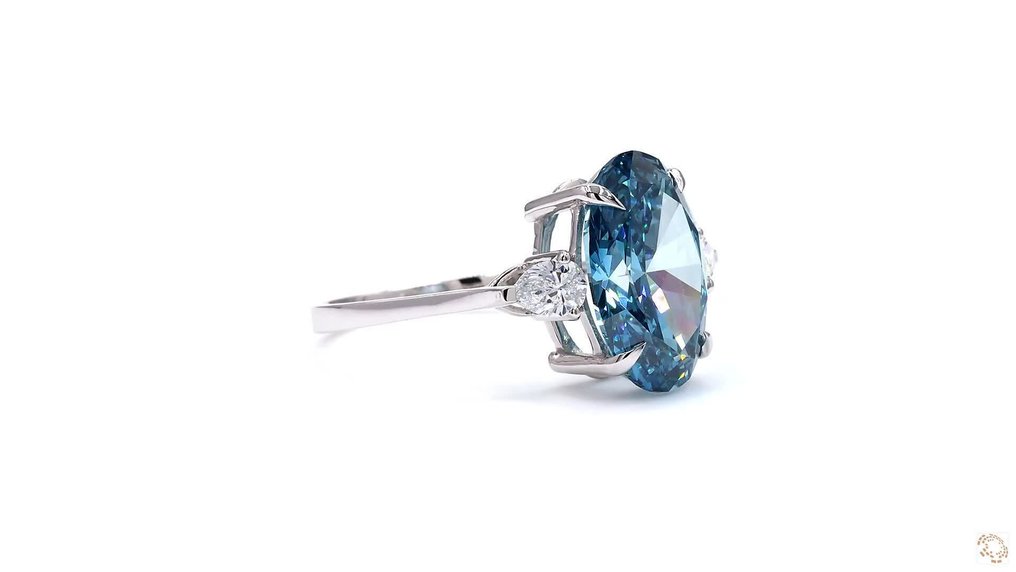 沒有保留價 - 戒指 - 14 克拉 白金 - 4.01ct. tw. 藍色 鉆石 (彩色實驗室培育鑽石) - 鉆石 #2.1