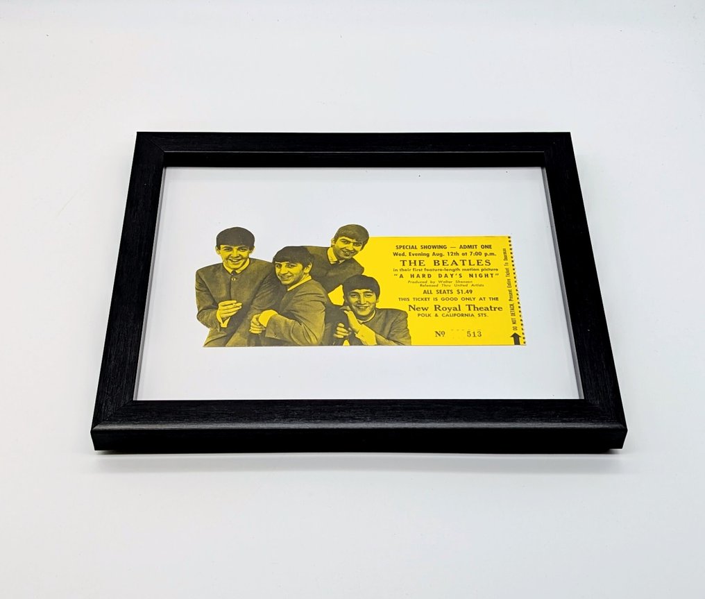 甲壳虫乐队 - A HARD DAY'S NIGHT - 原始电影票 - 1964 - 带画框 #3.2