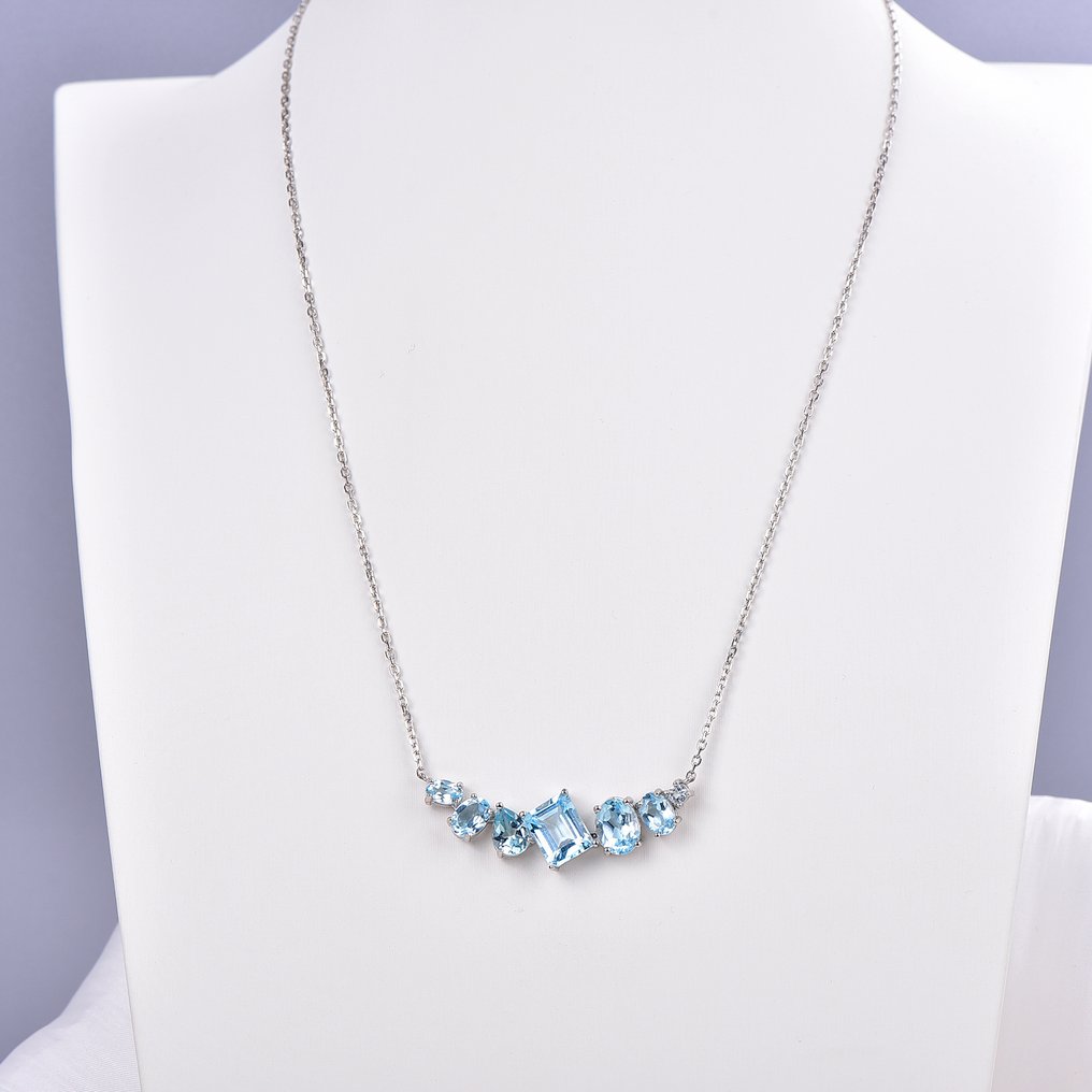 Utan reservationspris - Halsband Silver - Topaz - Certifierad #1.0