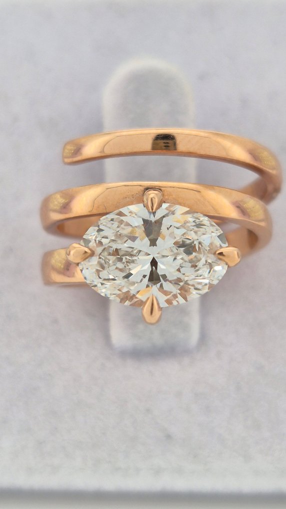 Inel - 14 ct. Aur roz - 2.50ct. tw. Diamant (Cultivat în laborator) #1.0