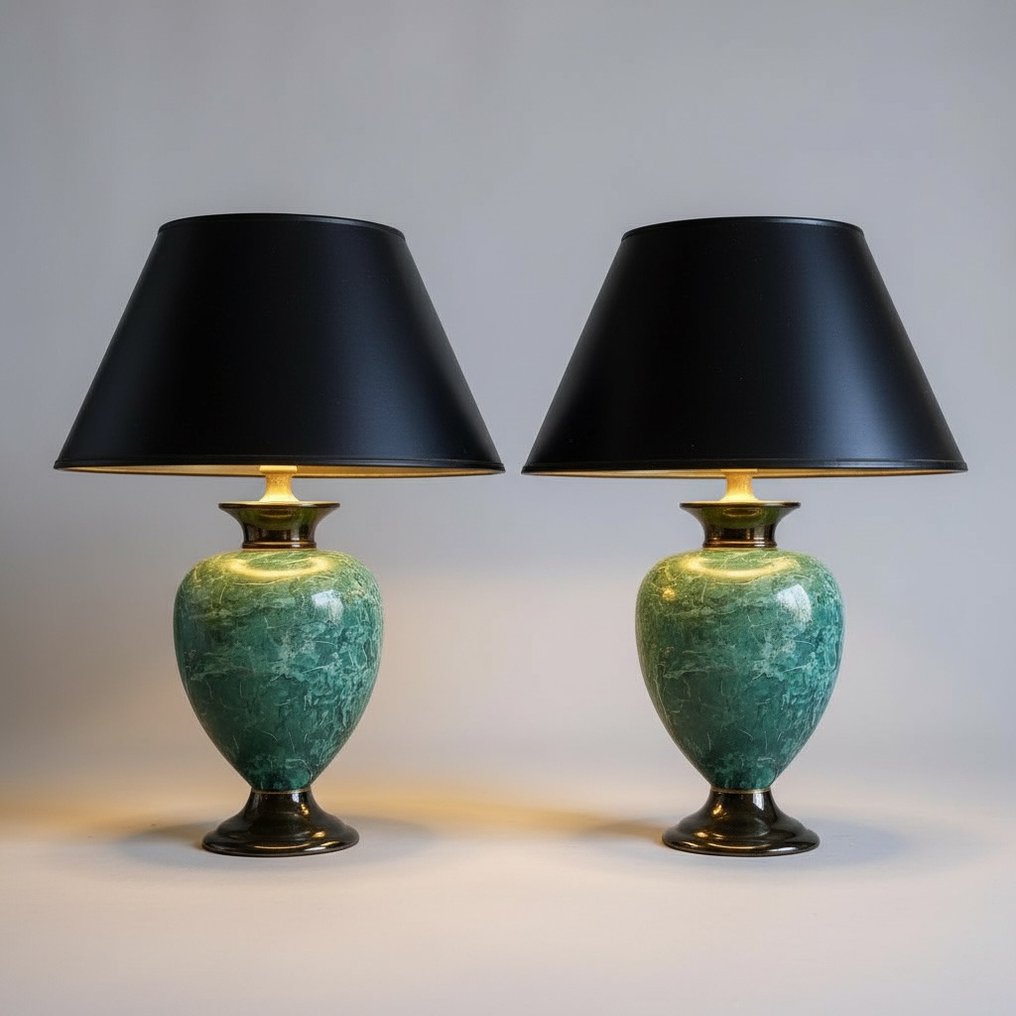 Robert de Schuytener - 台灯 (2) - 一对时尚且奢华的台灯 - 陶瓷 #1.0