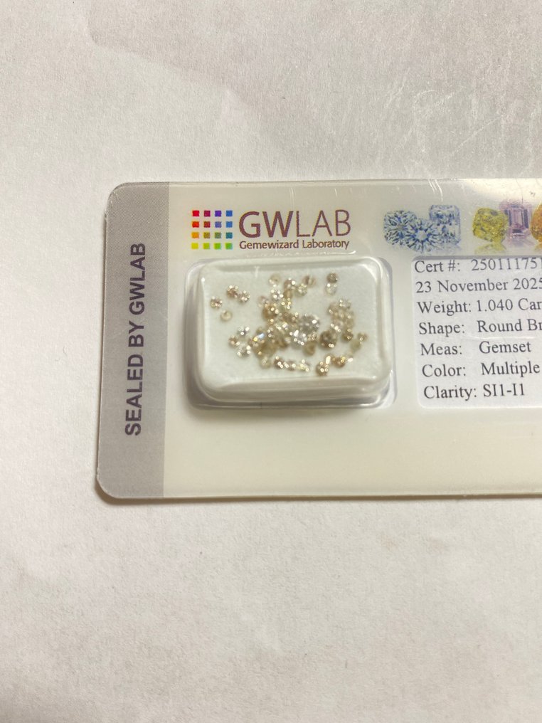 Zonder minimumprijs - 51 pcs Diamant  (Natuurlijk)  - 1.04 ct - Rond - SI1, P1 - Gemewizard Gemological Laboratory (GWLab) #1.0