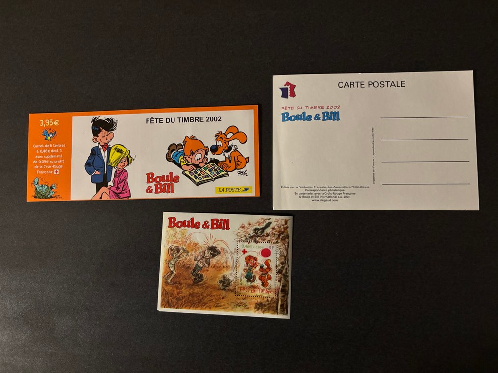 Gaston Lagaffe + Boule et Bill - Set di documenti sulla festa del Timbro - 2001/2002 #2.1