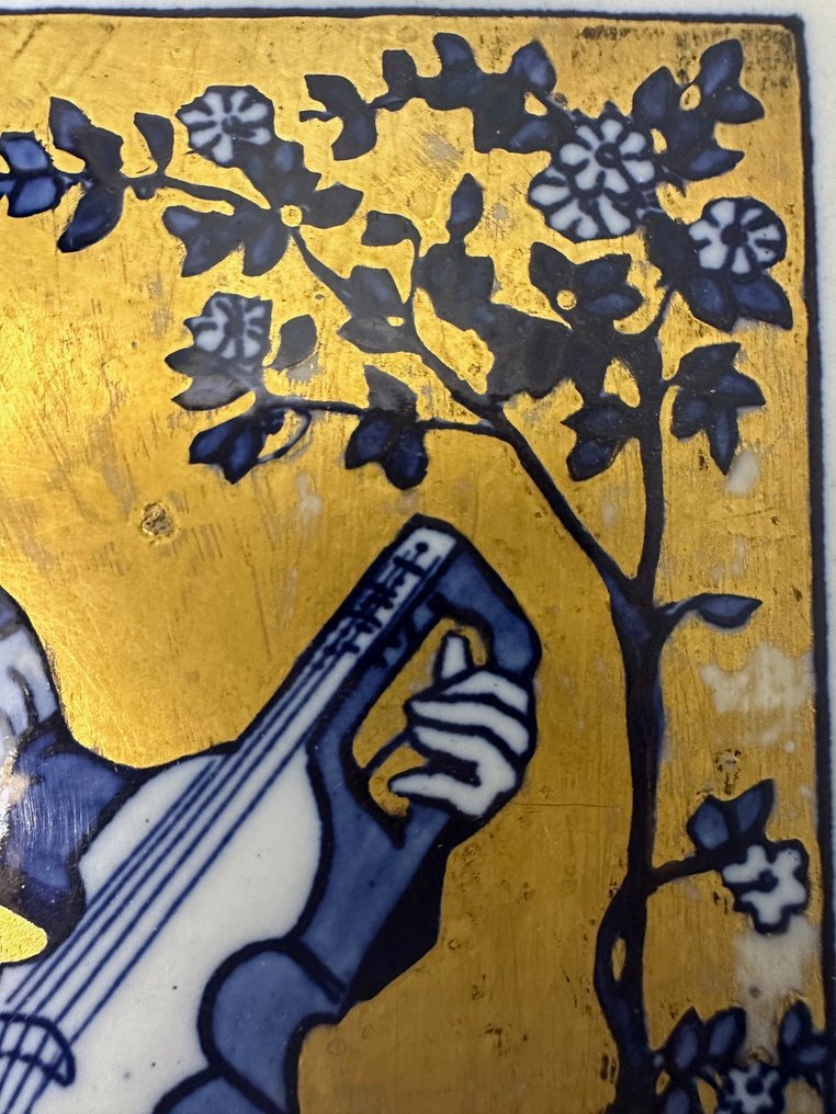 Szecesszió Cserép - Zenész lanttal - Szecesszió - 1900-1910 #3.2