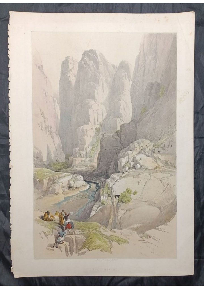 Entrance to Petra – “The Theatre”, 1842, David Roberts – Hand-Coloured Lithograph - 佩特拉遗址; David Roberts(1796-1864) & Louis Haghe - The Holy Land and Egypt - 1821-1850 #2.1