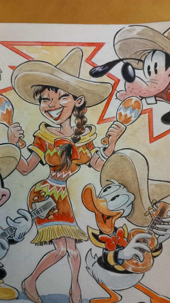 Alessandro Gottardo - 1 Watercolour - Donald Duck, Mickey Mouse, Goofy, Jose Carioca - "Sombreros Gang" - 2023 #4.3