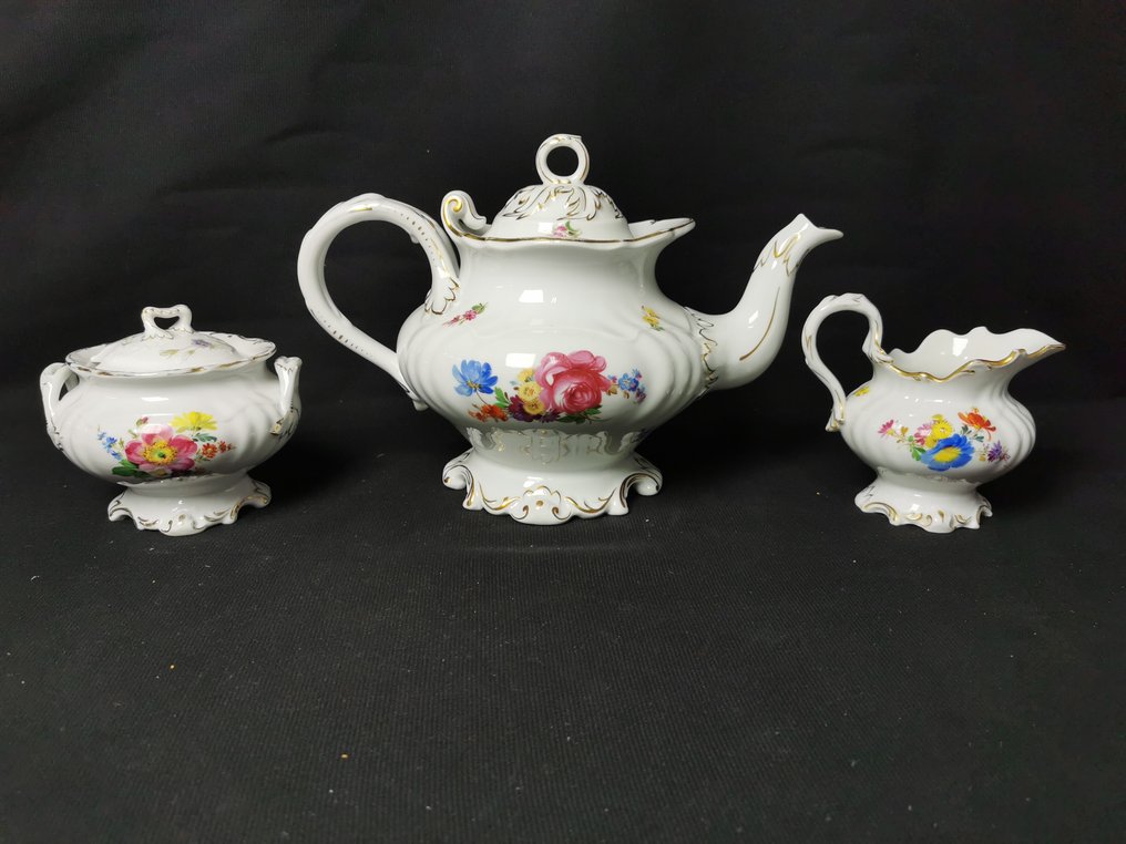 Stadt Meissen - Fiori - Set di servizio da tè 9 pezzi - XX secolo - 咖啡用具 (9) - 瓷 #2.1