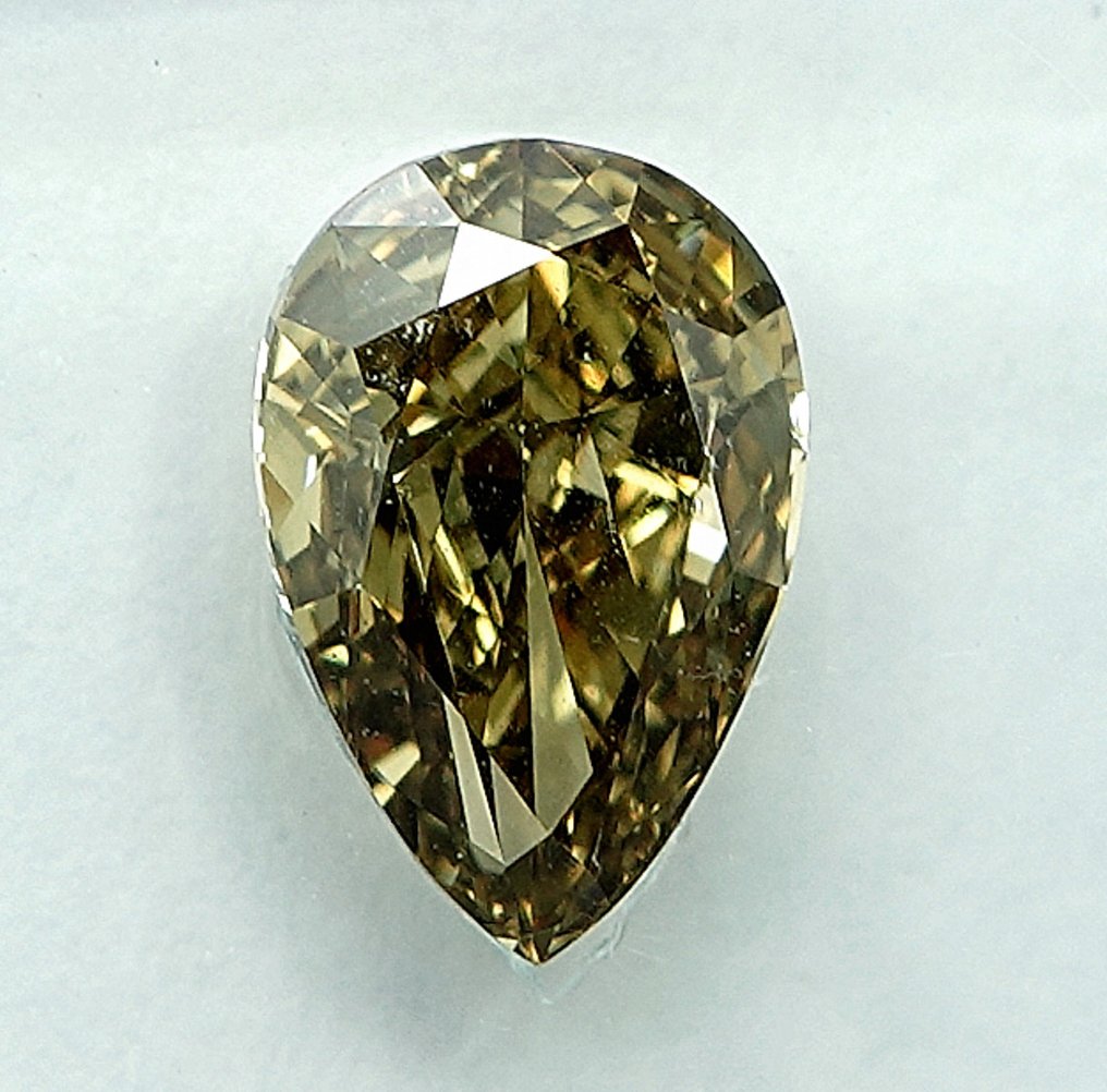 1 pcs Diamant (Naturfarvet) - 1.28 ct - Pære - Fancy Grålig Gul - VS1 - International Gemological Institute (IGI) #3.2