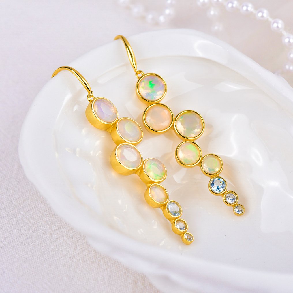 Senza Prezzo di Riserva - Orecchini Argento - Gemstone miste - Certificato #4.3