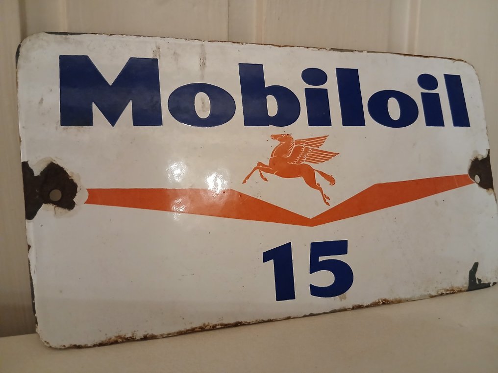 Mobil Oil - Mobiloil emaille tábla - Zománc jel - Zománc #3.2