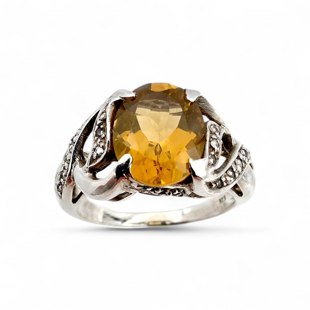 Senza Prezzo di Riserva - Anello Argento - Citrine (Certificata) #1.0