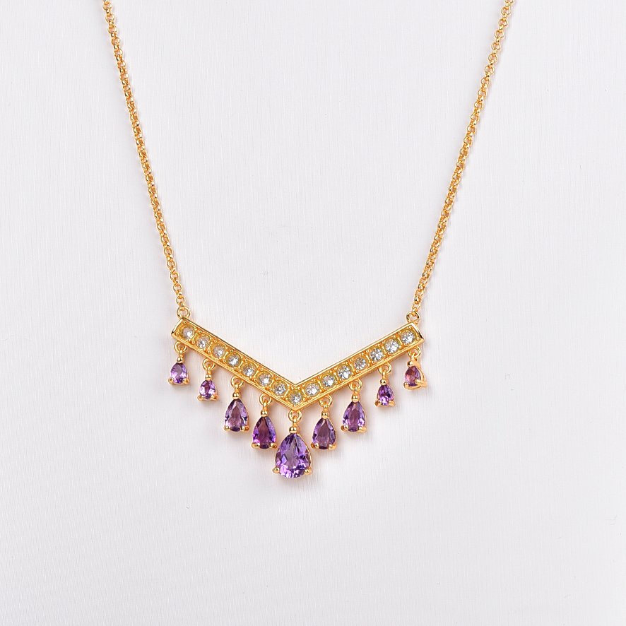 Utan reservationspris - Halsband Silver - Blandade ädelstenar - Certifierad #1.0